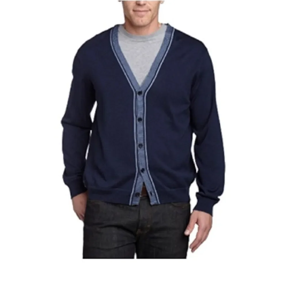 Banana Republic Navy V-Neck Merino Cardigan